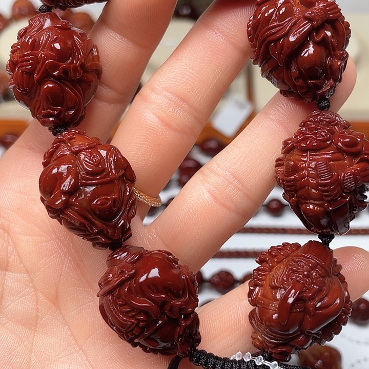 橄榄核手串顺***，包浆玉化