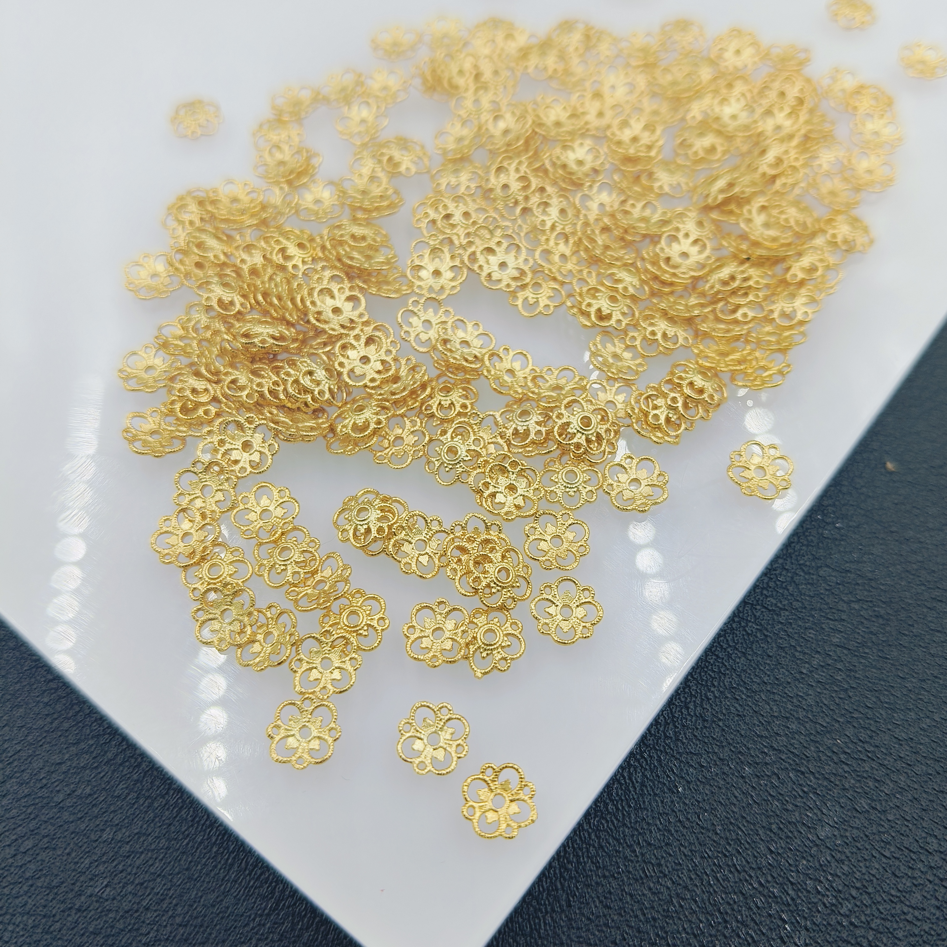 925银银制品 「戴琴珠宝」FR5866-20个金色银花托配饰(多样性发其一