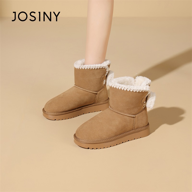 卓诗尼2025冬季短筒保暖雪地靴短靴加绒加厚秋冬棉鞋靴子新款百搭