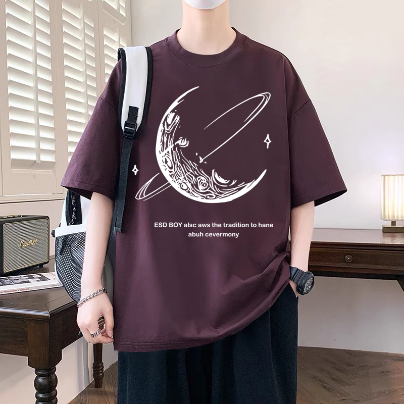 青少年纯棉短袖T恤男女宽松上衣潮牌情侣装半截袖学生休闲加大码