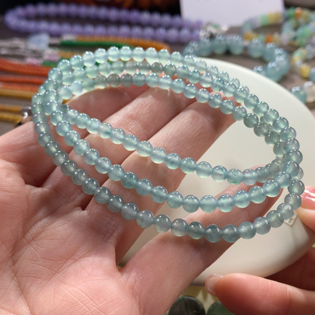 翡翠手链未镶嵌冰蓝项链卡4.5