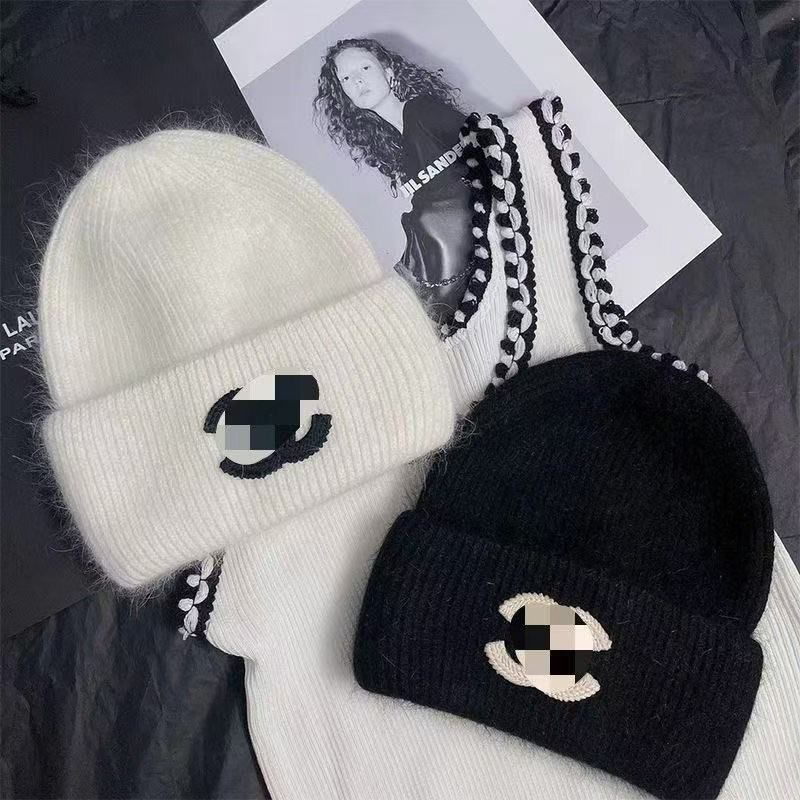 韩版新款针织ins香风帽子秋冬毛线帽字母冷帽百搭保暖时尚