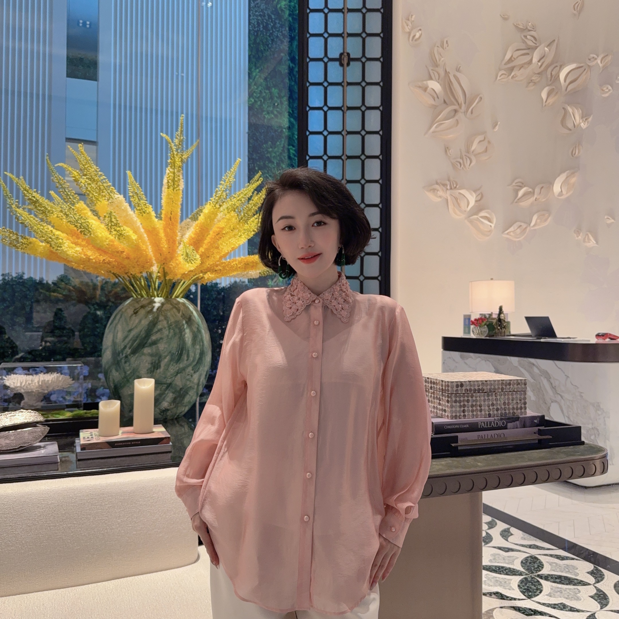 Betty Bairn【染墨颜】高端翻领桑蚕丝衬衫上衣24B-BW7532