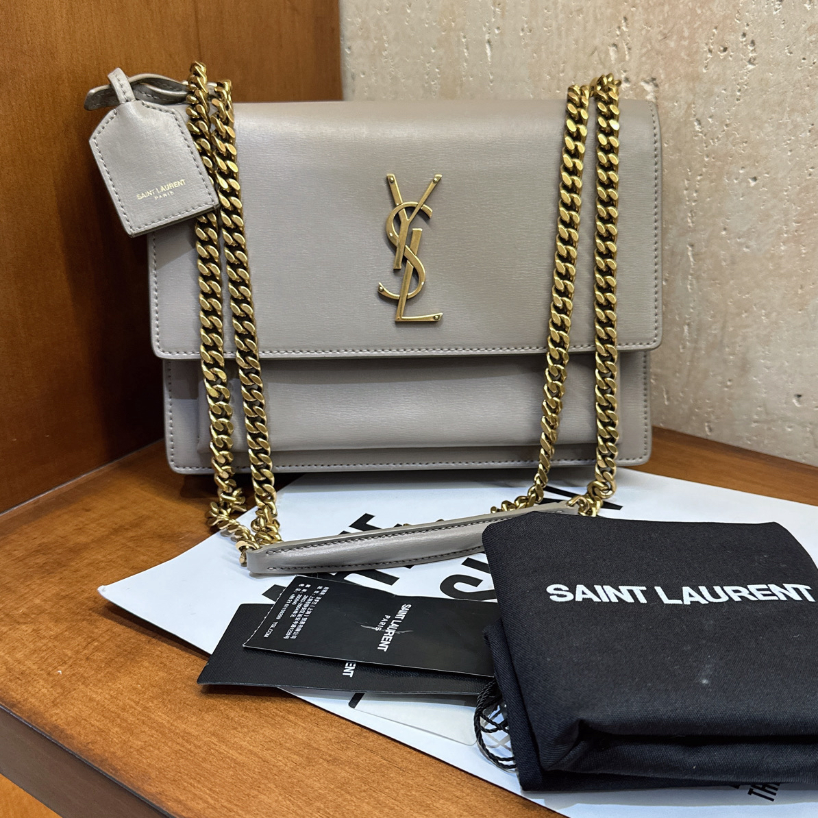 95新 YSL/圣罗兰 7448  Ysl日落包 金扣 带尘袋