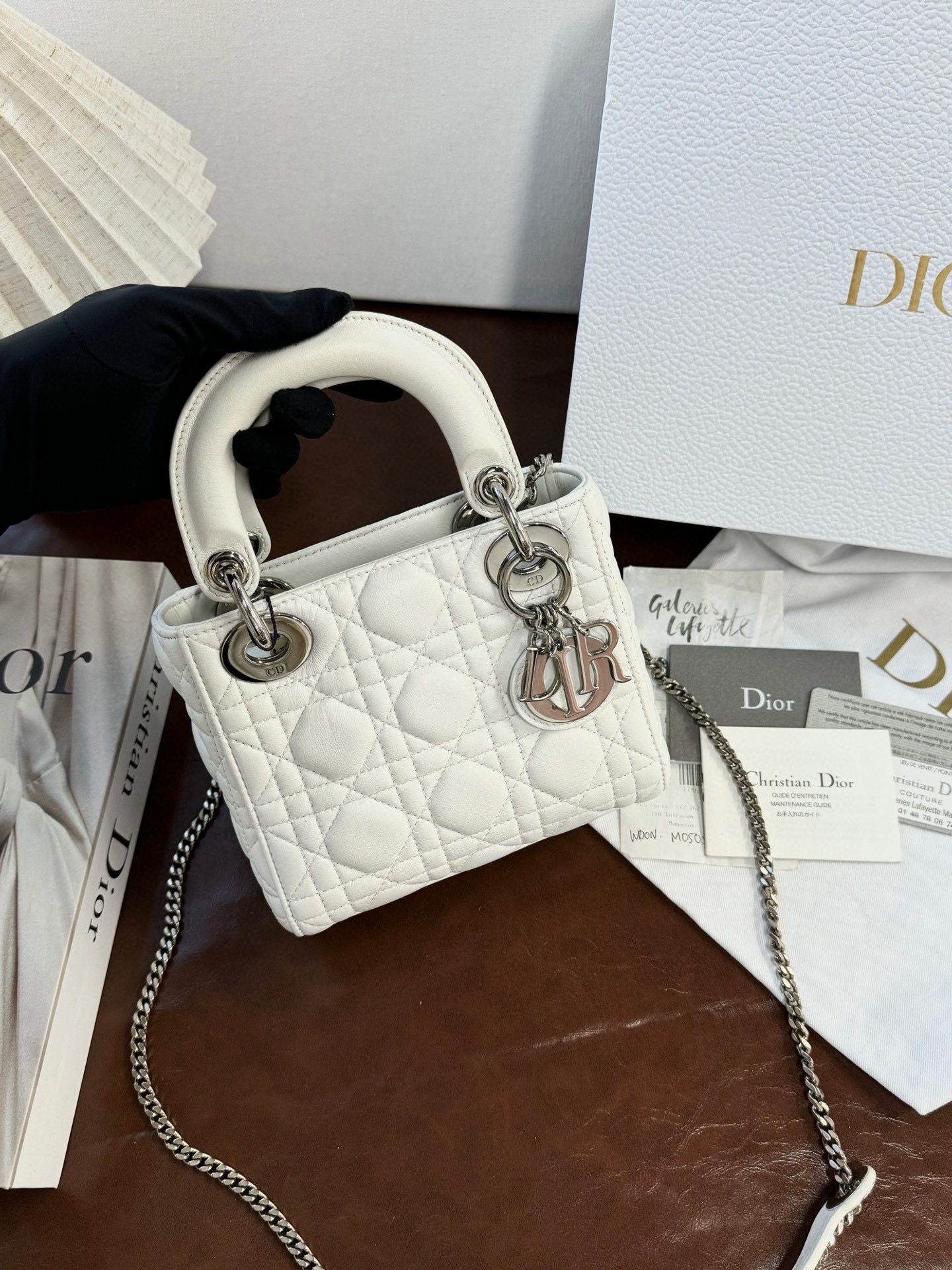 95新 DIOR/迪奥 dior 白色戴妃三格斜挎包