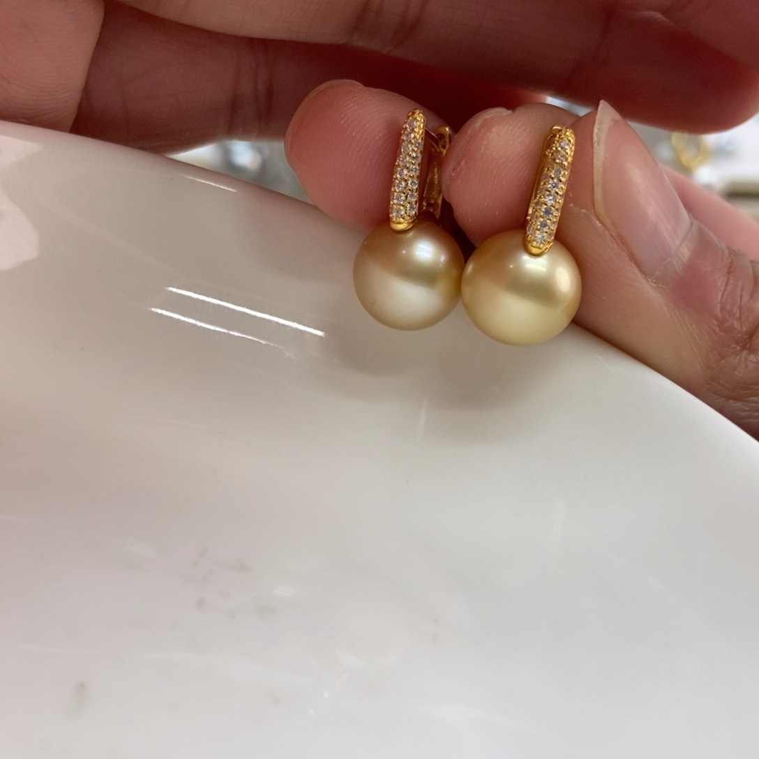 海水珍珠耳饰银S925镶嵌