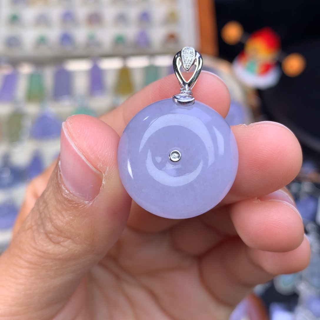 翡翠吊坠(不含链)18K金镶嵌