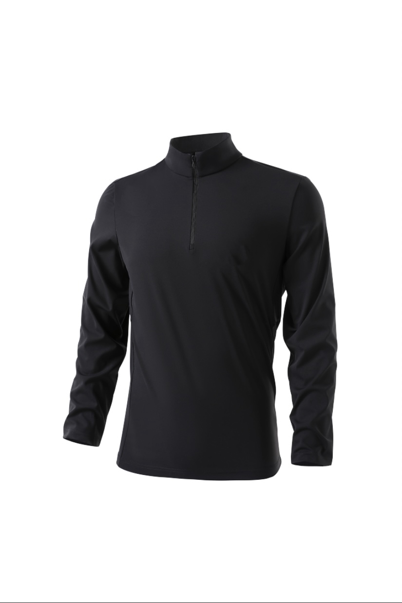 【K-长袖】2025早秋新款长袖速干拼接半拉链休闲男士上衣