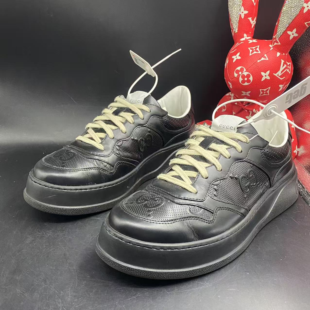 95新 GUCCI/古驰 黑色黑武士饼干鞋43欧码kke127