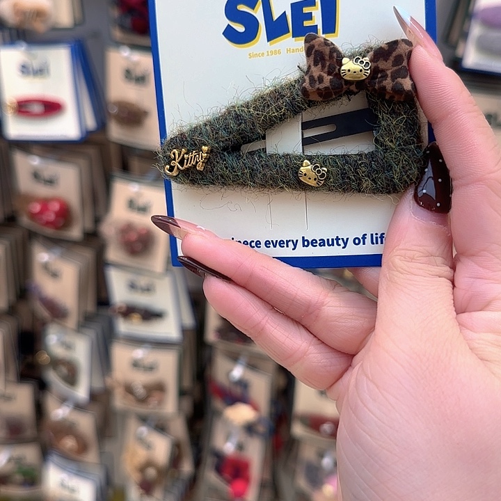 绿色三角豹纹蝴蝶结kt掰掰