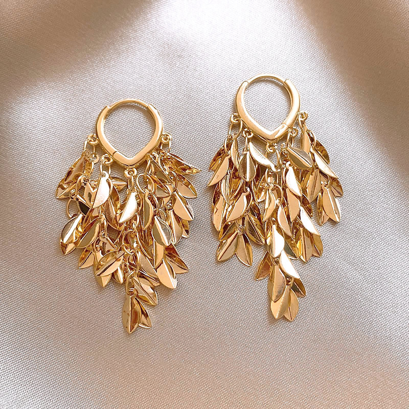 亮片树叶流苏耳环几何灵动耳饰女XC890