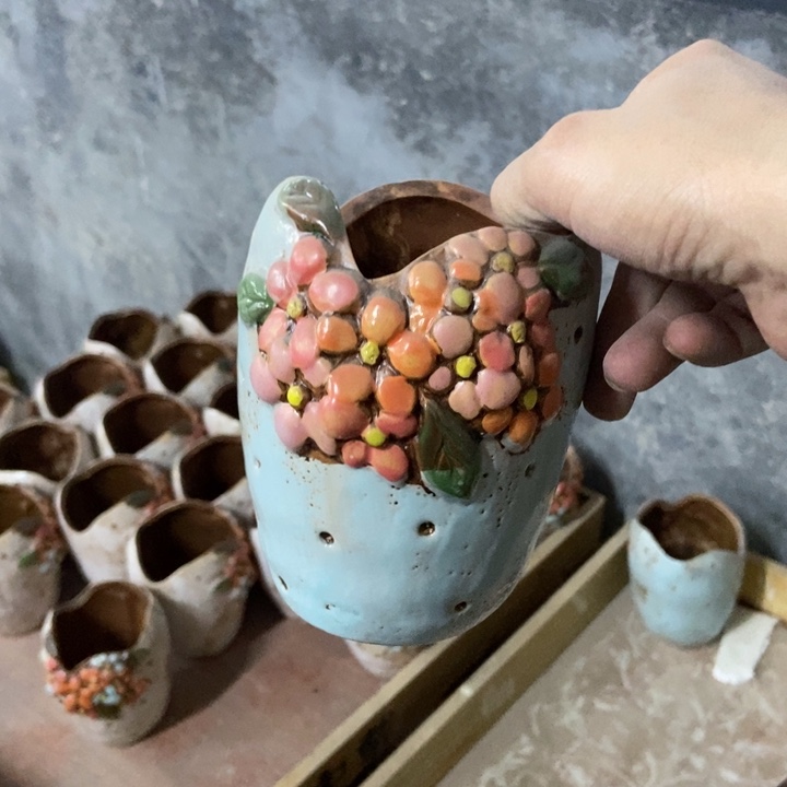 陶瓷花盆单场满9.9发9*13蓝