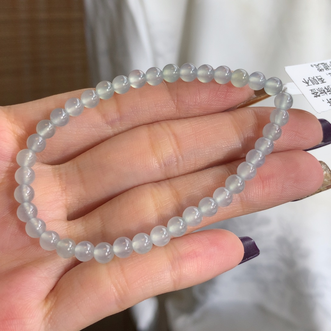 翡翠未镶嵌手串卡4.5冰种蓝手串