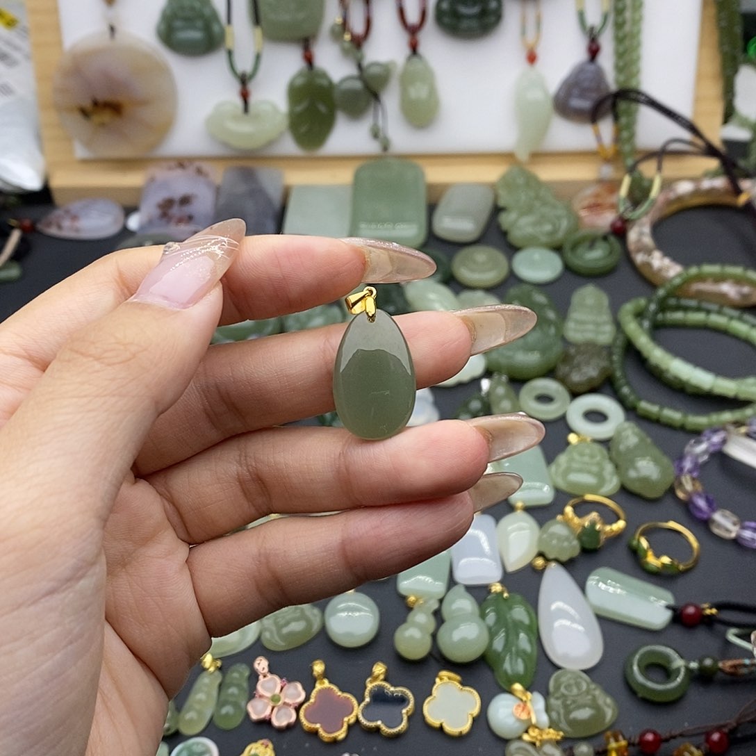 和田玉吊坠(不含链)银S925镶嵌