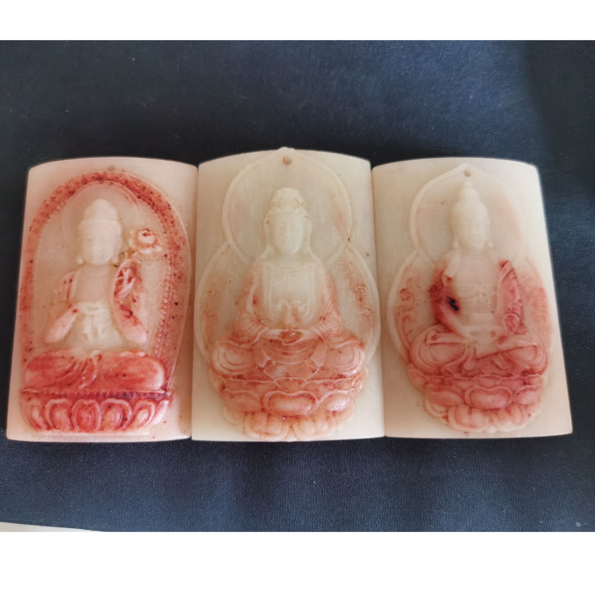天然保真摆件牛骨半血料骨头牌子佛牌观音牌