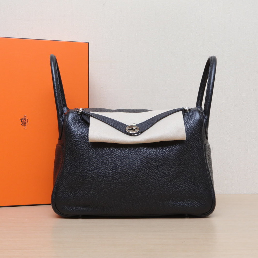 95新 Hermes/爱马仕 【双双活动】Lindy 30 89黑色 TC皮 A刻 银扣