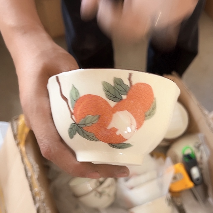 微瑕不退不换不补发 贵妃笑4.5英寸碗10只