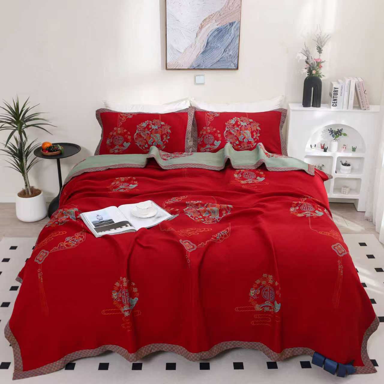 【原装正品 莫迪斯兰】波兰天丝柔软双面四季盖毯230cm*250cm百福园