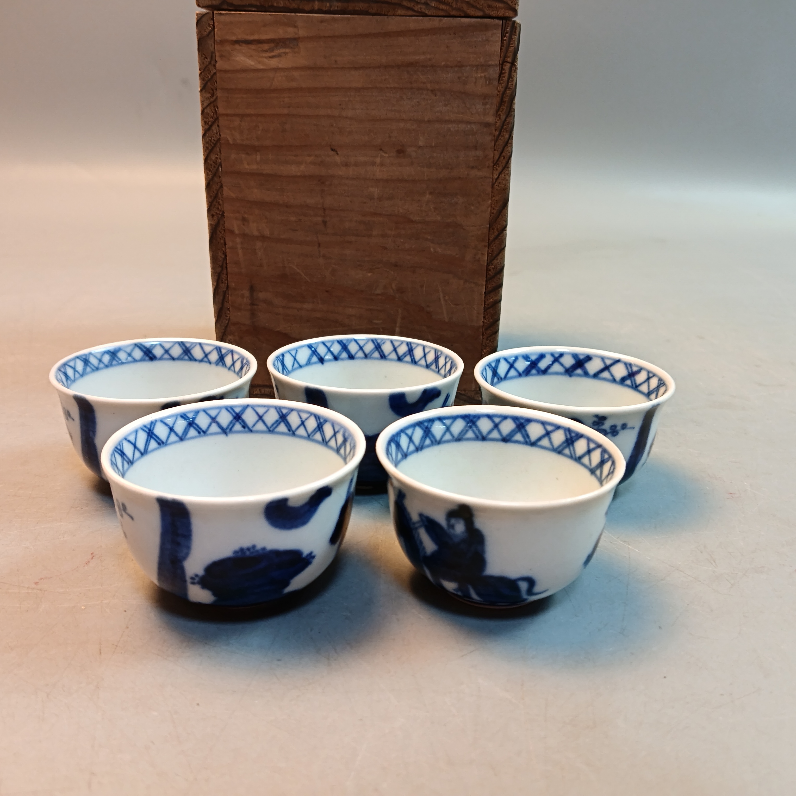 D63海青花茶杯五客