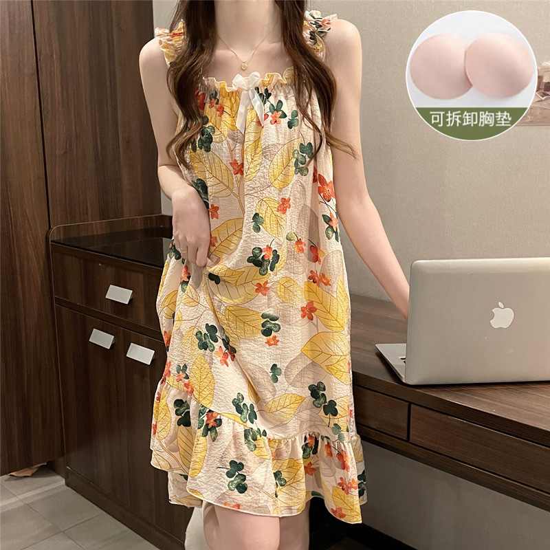 蕾丝深V睡衣甜美睡裙居家服套装休闲睡衣服A117
