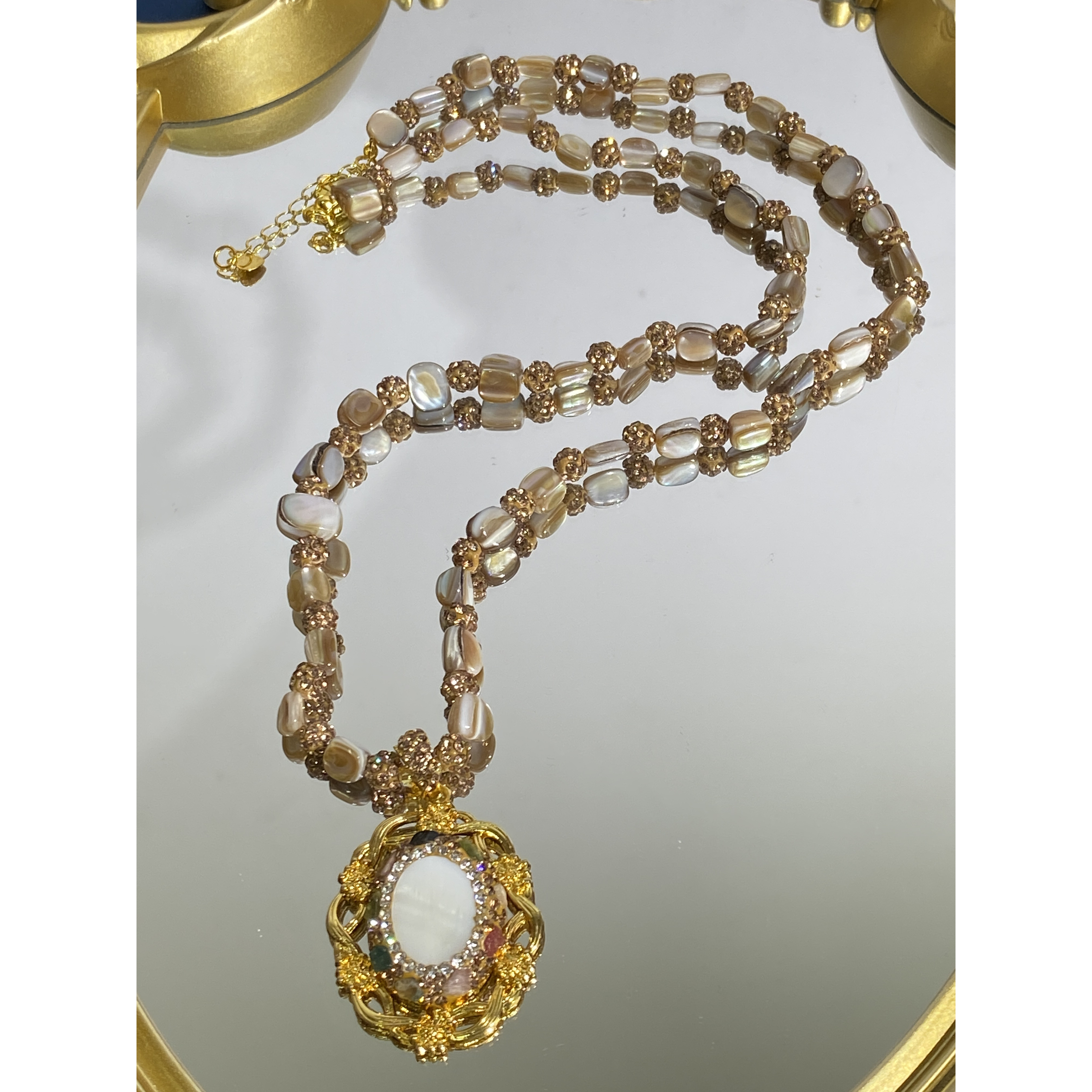 铜合金合成锆石项链 TTSD 白色椭圆轻奢时尚百搭款项链 780