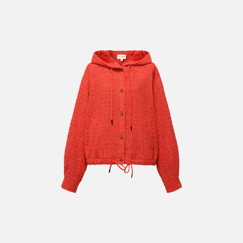 EP雅莹2025秋冬新款女装 时尚宽松抽绳收腰短款连帽外套1251E