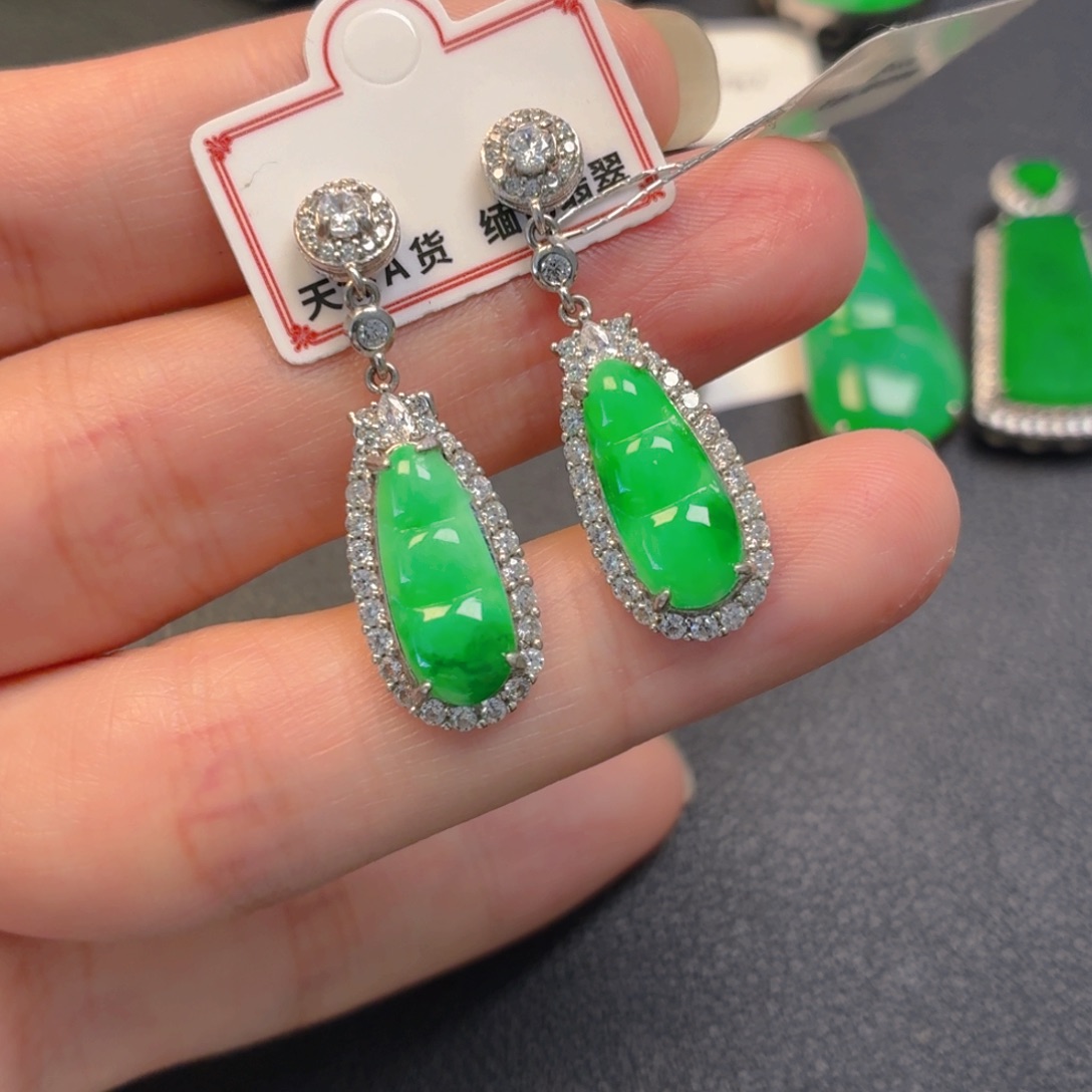 翡翠银S925镶嵌吊坠(不含链)耳坠