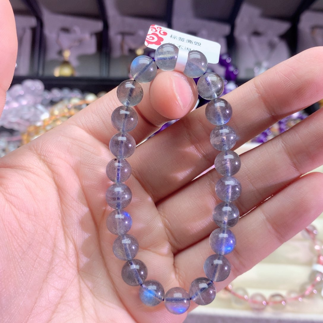 水晶手串未镶嵌E****?灰月光手链8+