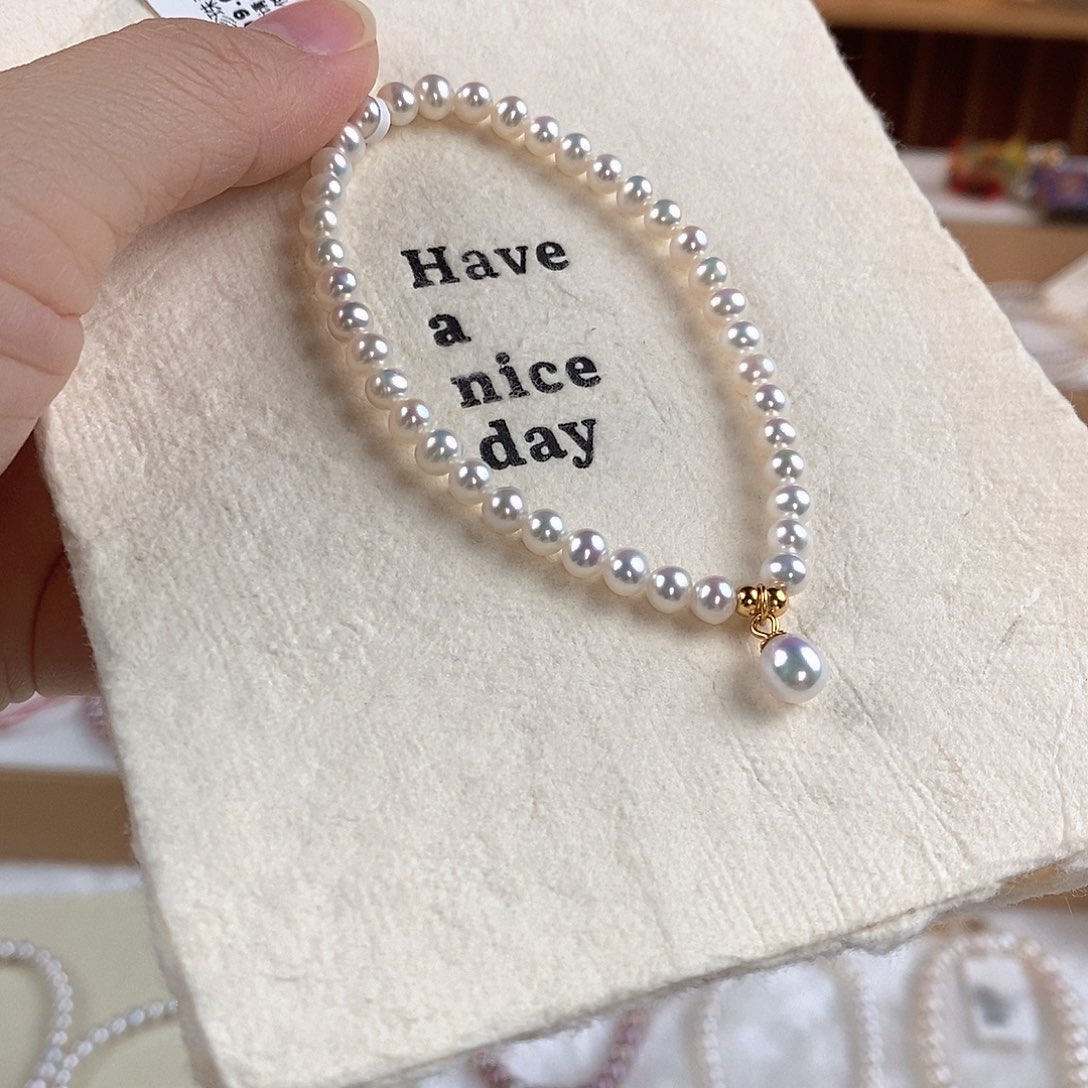 银S925镶嵌淡水珍珠手绳