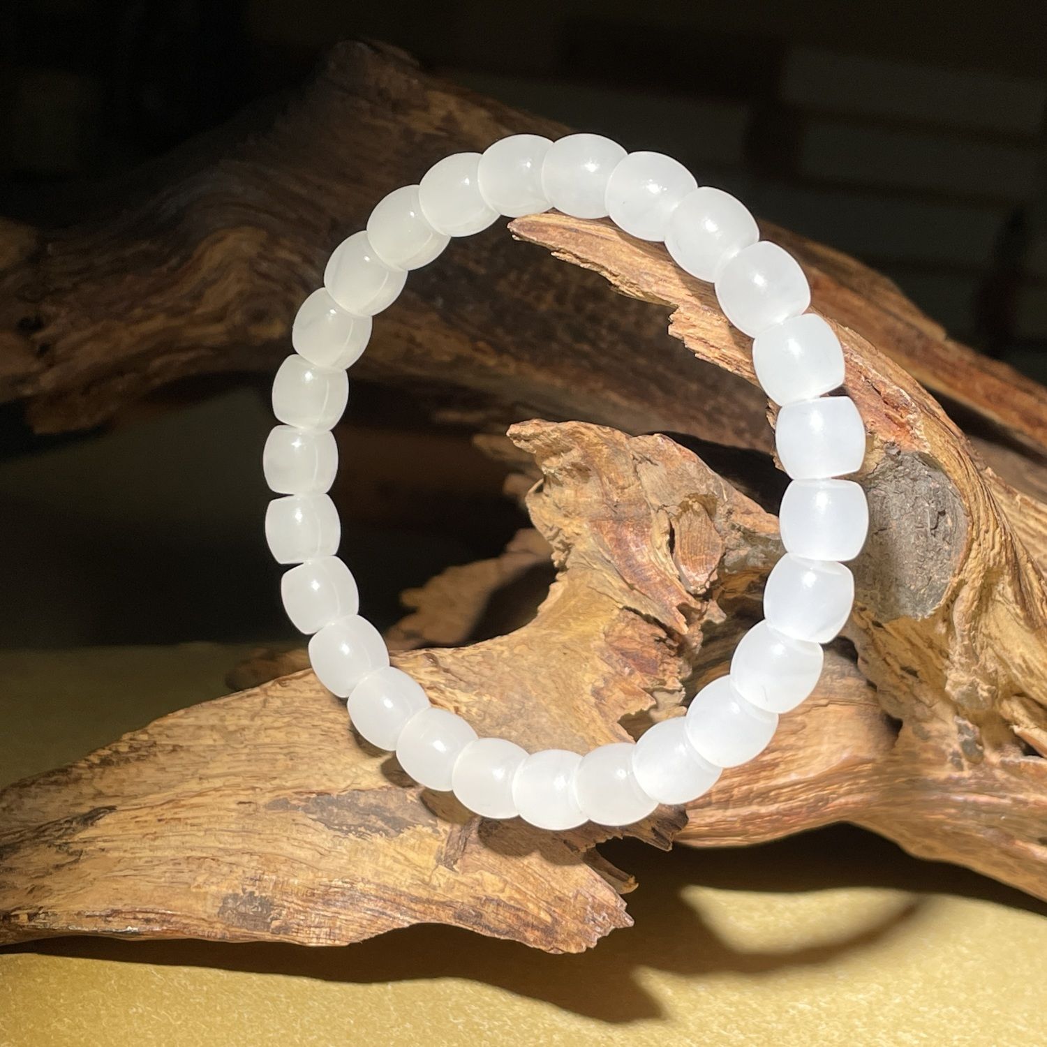 纯天然和田玉货冰底卡8直切手串