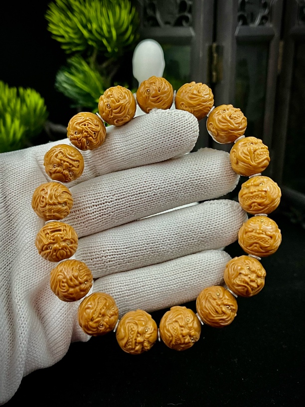 猴头核桃精雕恶僧手串文玩核桃手串