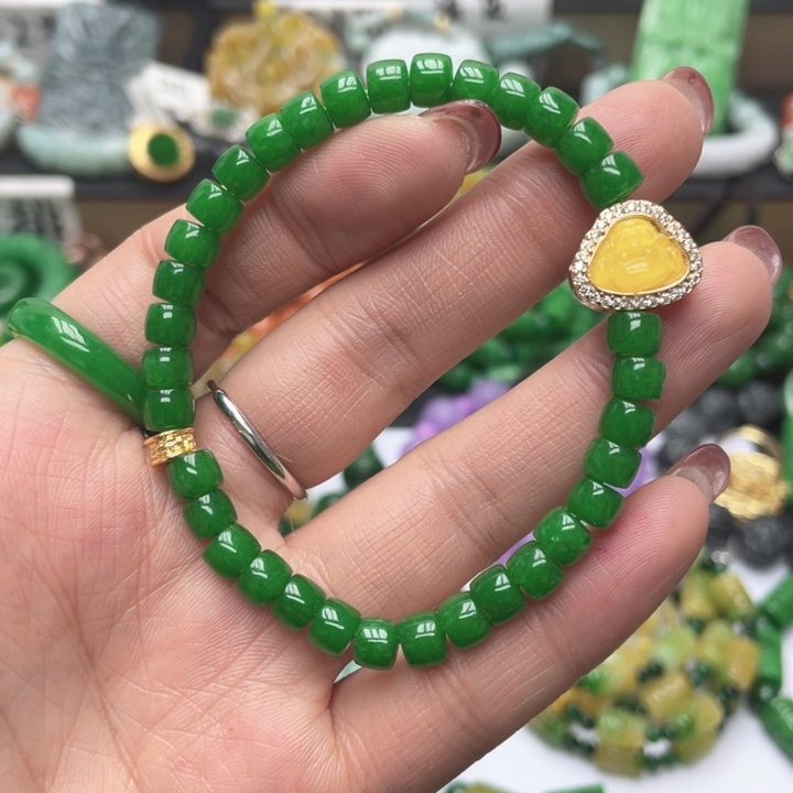 翡翠未镶嵌手链手链干青处理4