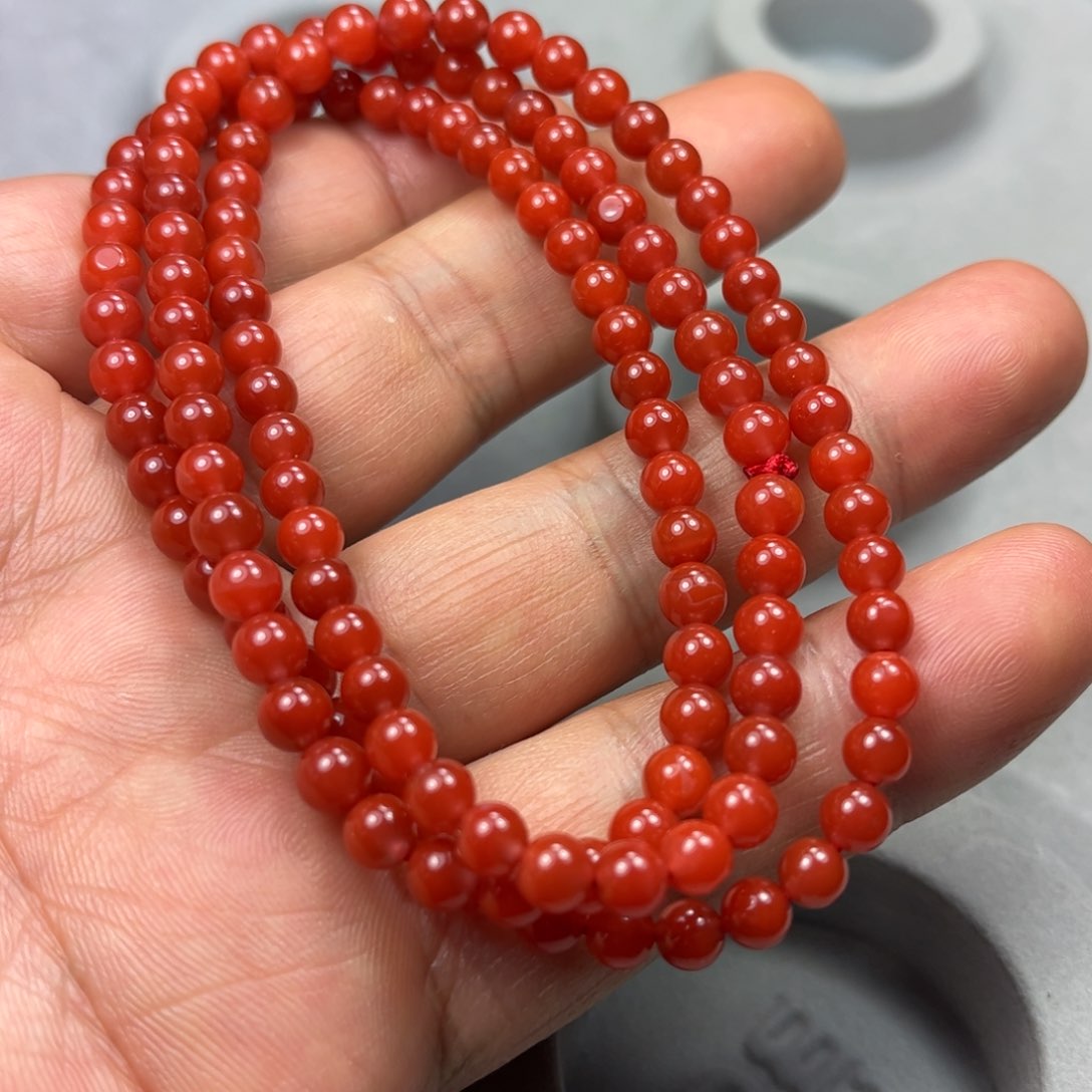 南红玛瑙保山南红多圈链子5mm未镶嵌