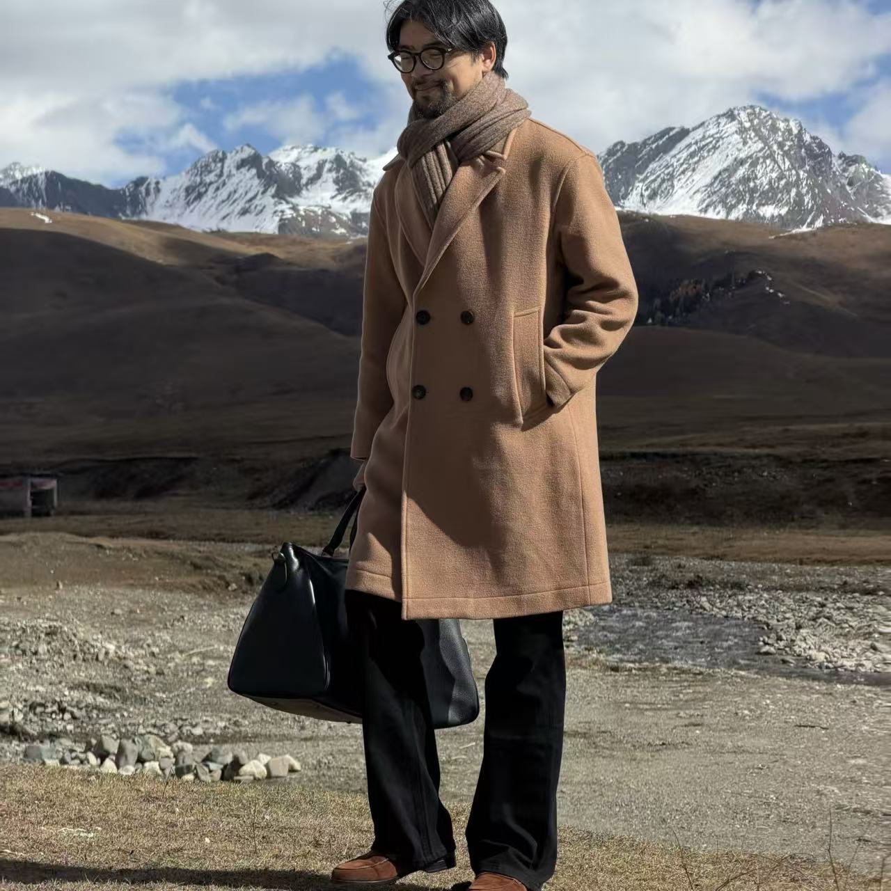 IMLINCONTE【墨石公园】男士驼色100羊毛大衣HMM5211Y02