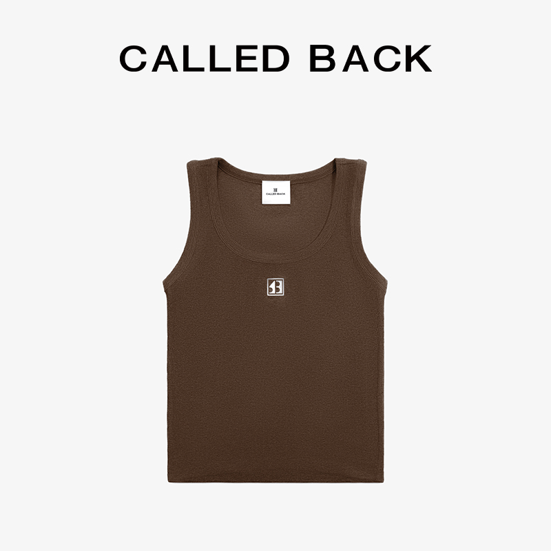 CALLED BACK秦岚同款春夏短款棕色无袖条纹背心0211 2-17