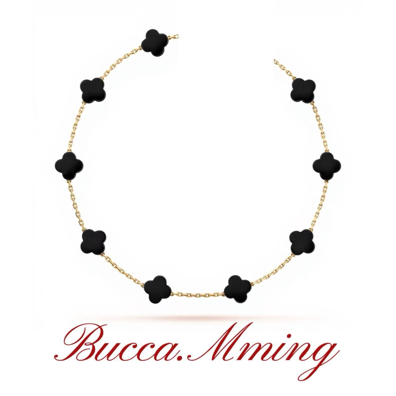 合金珐琅项链 Mming幸运草十花项链