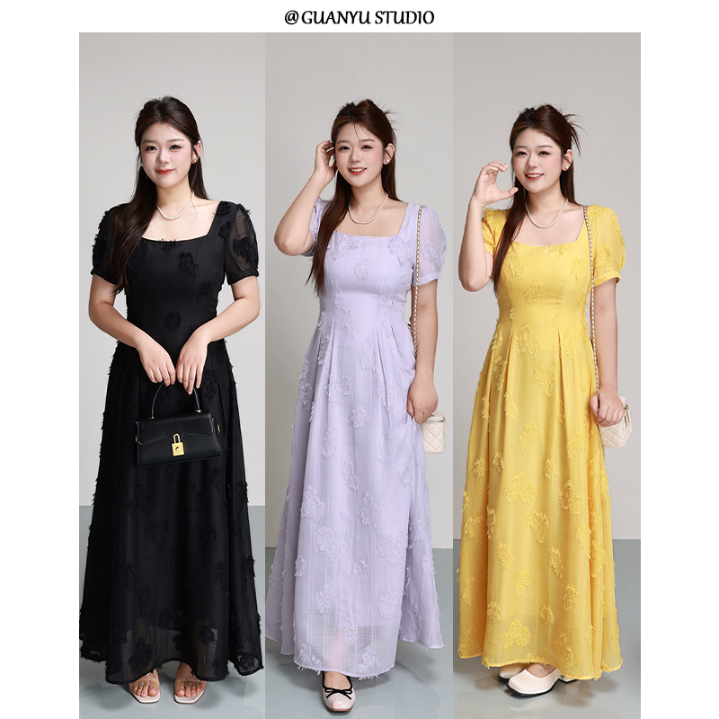 【海风假日】蛋妹大码女装微胖mm夏季显瘦遮肉短袖连衣裙DM26498