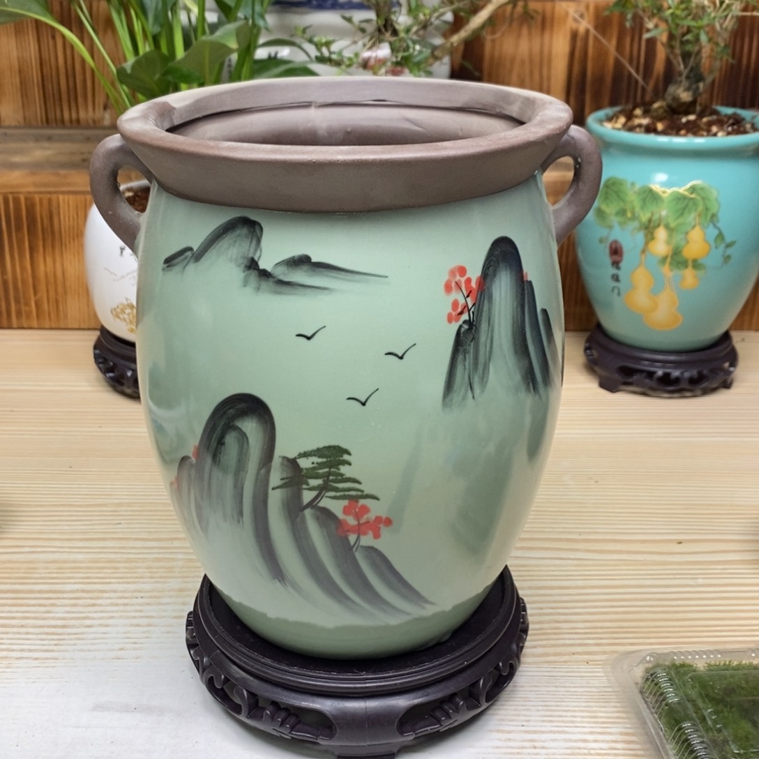紫砂陶瓷花盆浮力