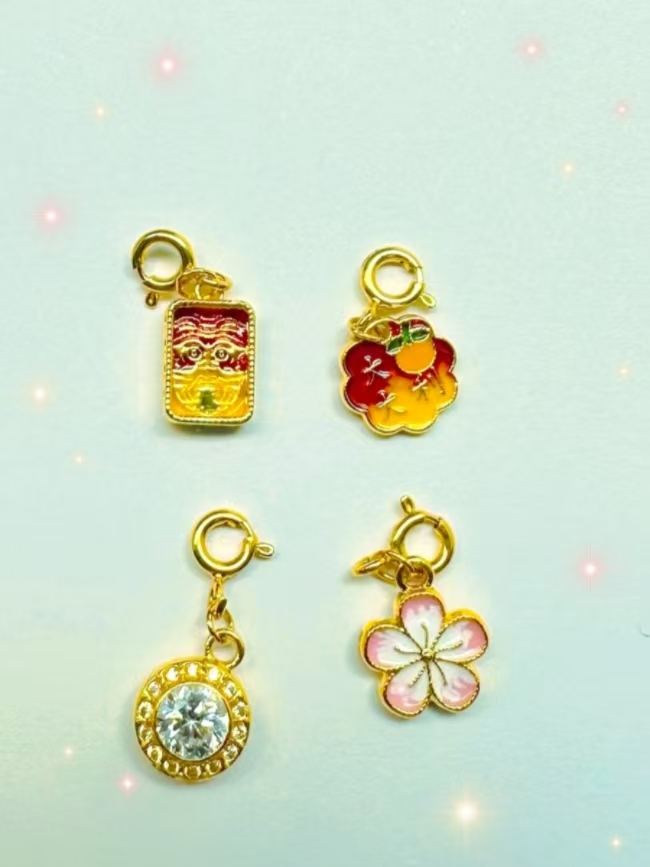 18k金 烧蓝珐琅彩DIY吊坠配件