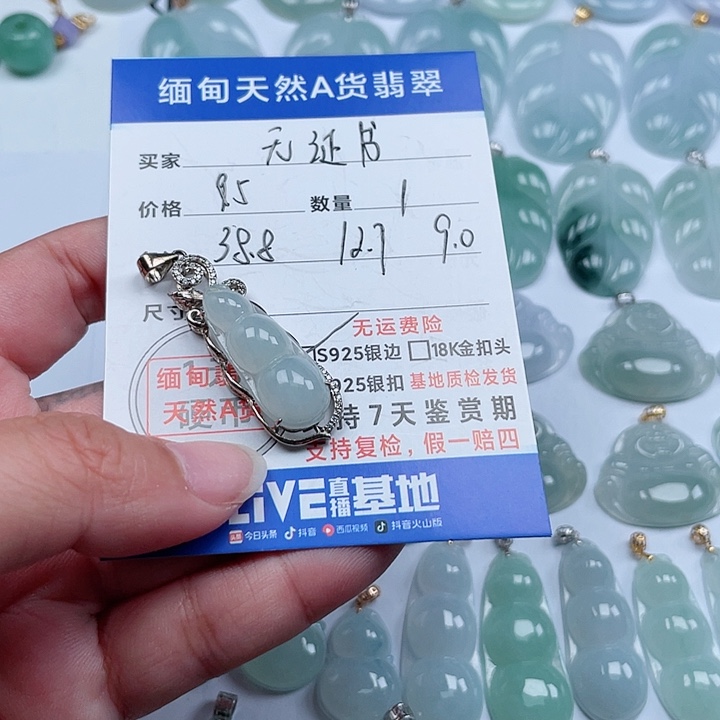 翡翠颈饰银S925镶嵌天然翡翠吊坠