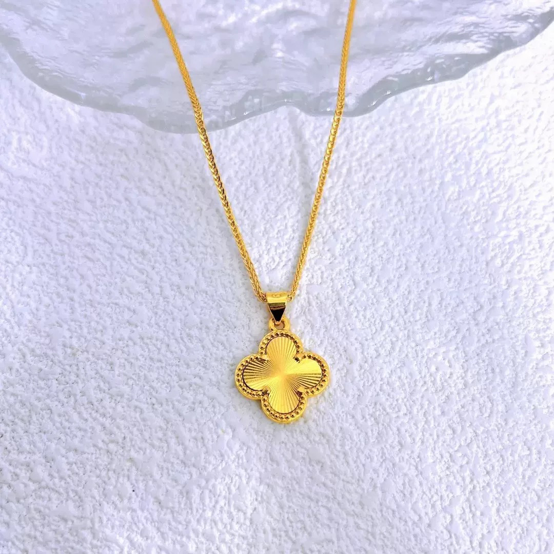 项链 4叶草套链项链女款镭射面K黄