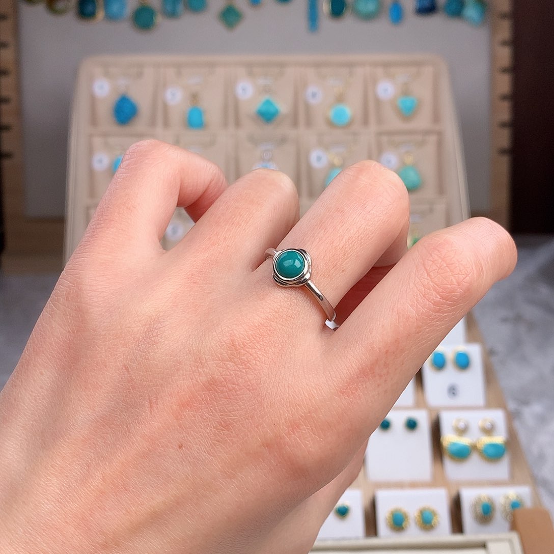 绿松石戒指银S925镶嵌
