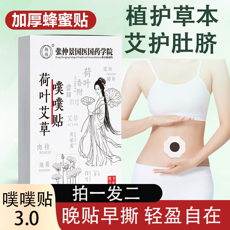 【张仲景国医国药学院研发】荷叶艾草噗噗贴陈艾艾绒草本家用肚脐贴