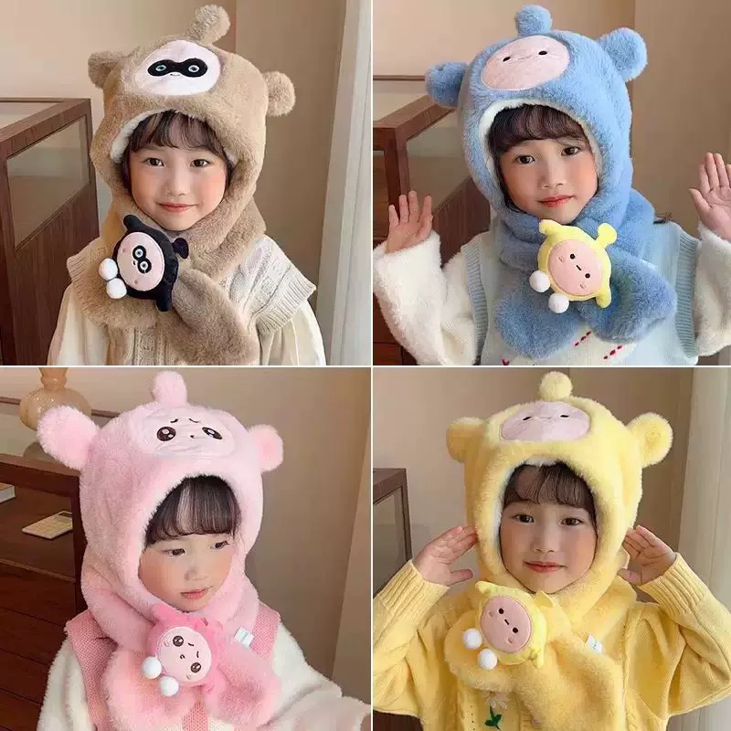 毛茸茸秋冬护耳帽冬季狐狸耳毛绒帽巾冬天保暖帽帽子加厚加绒新款