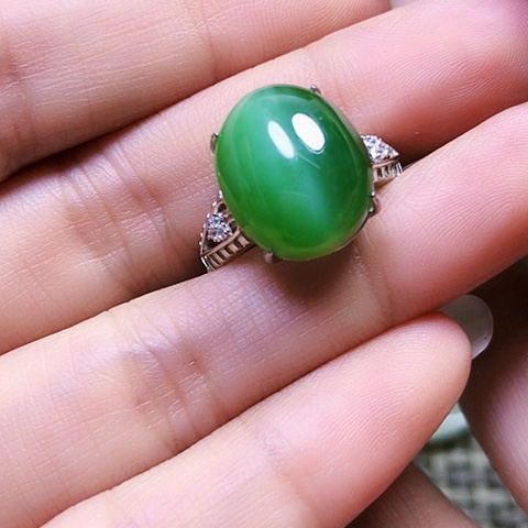 和田玉戒指银S925镶嵌