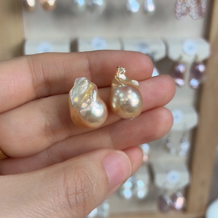 A***a淡水珍珠耳饰银S925镶嵌