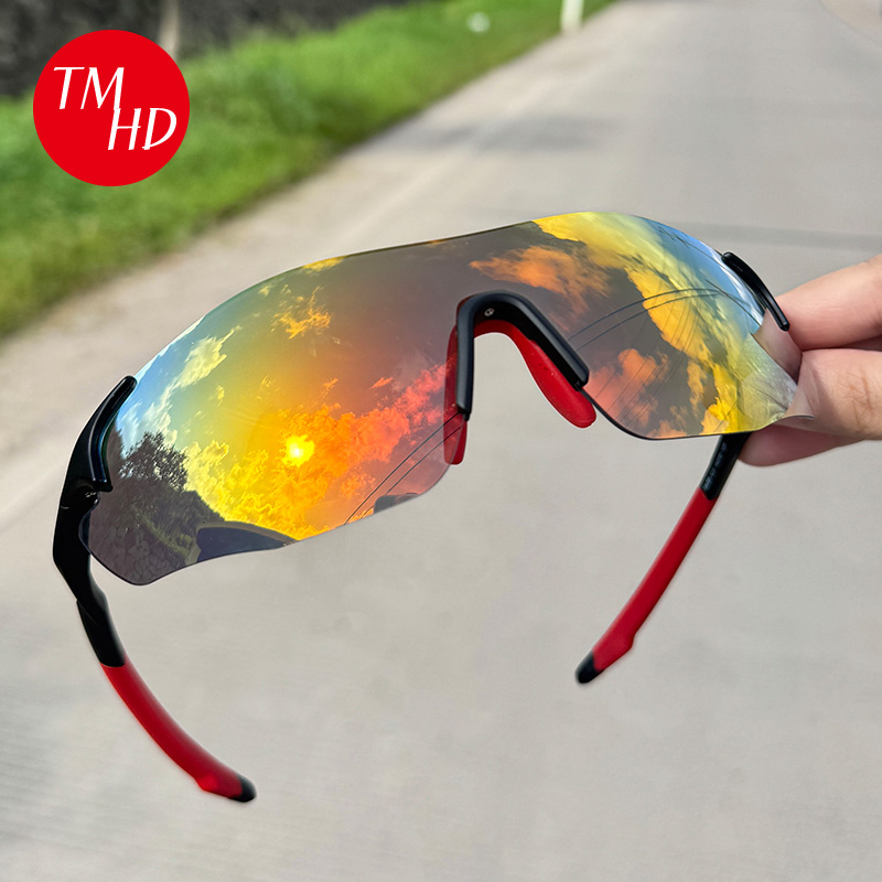 TMHD全天候跑步马拉松透明变色镜防风炫彩太阳镜骑行特巡警护目镜