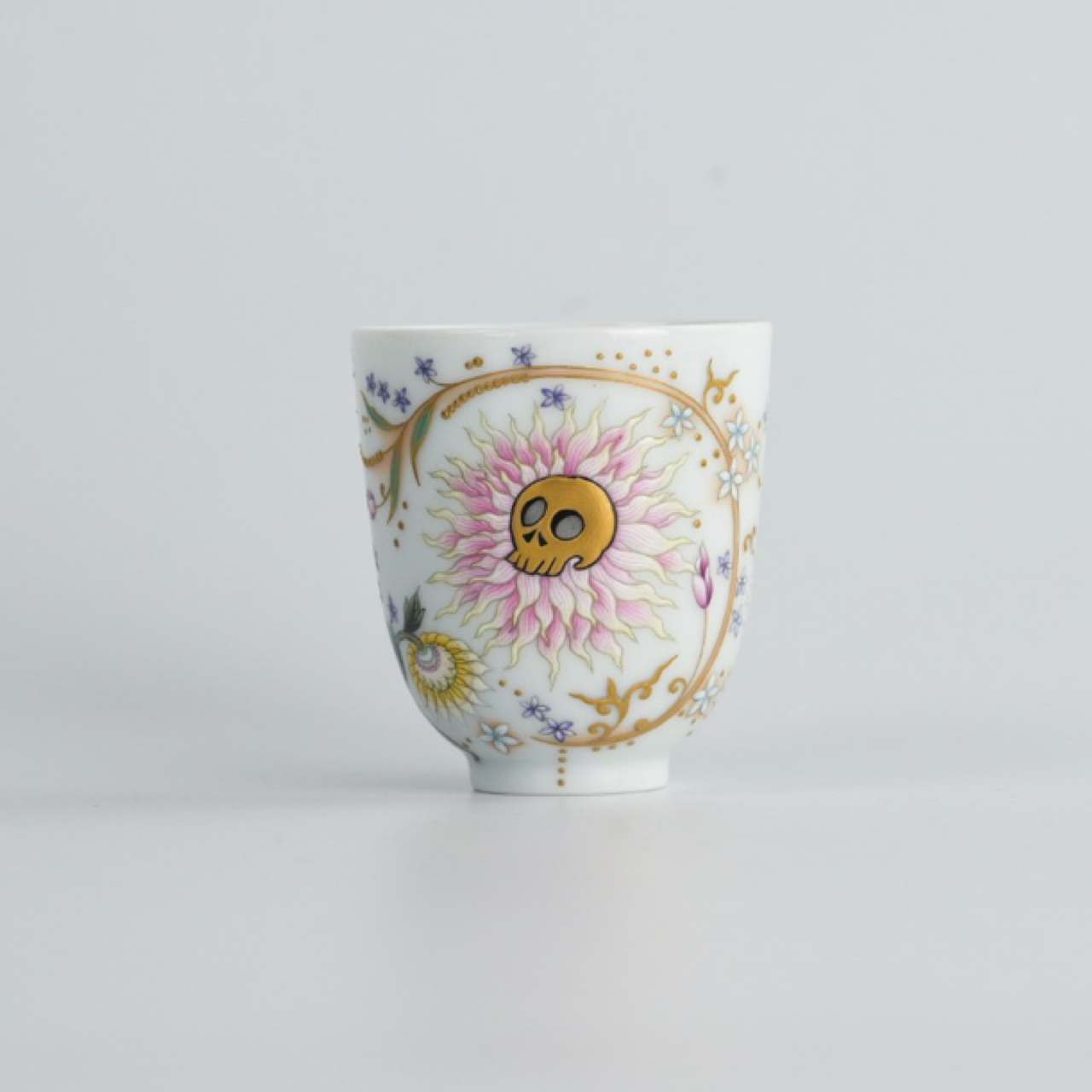 手作艺林堂粉彩描金生如夏花月梢杯