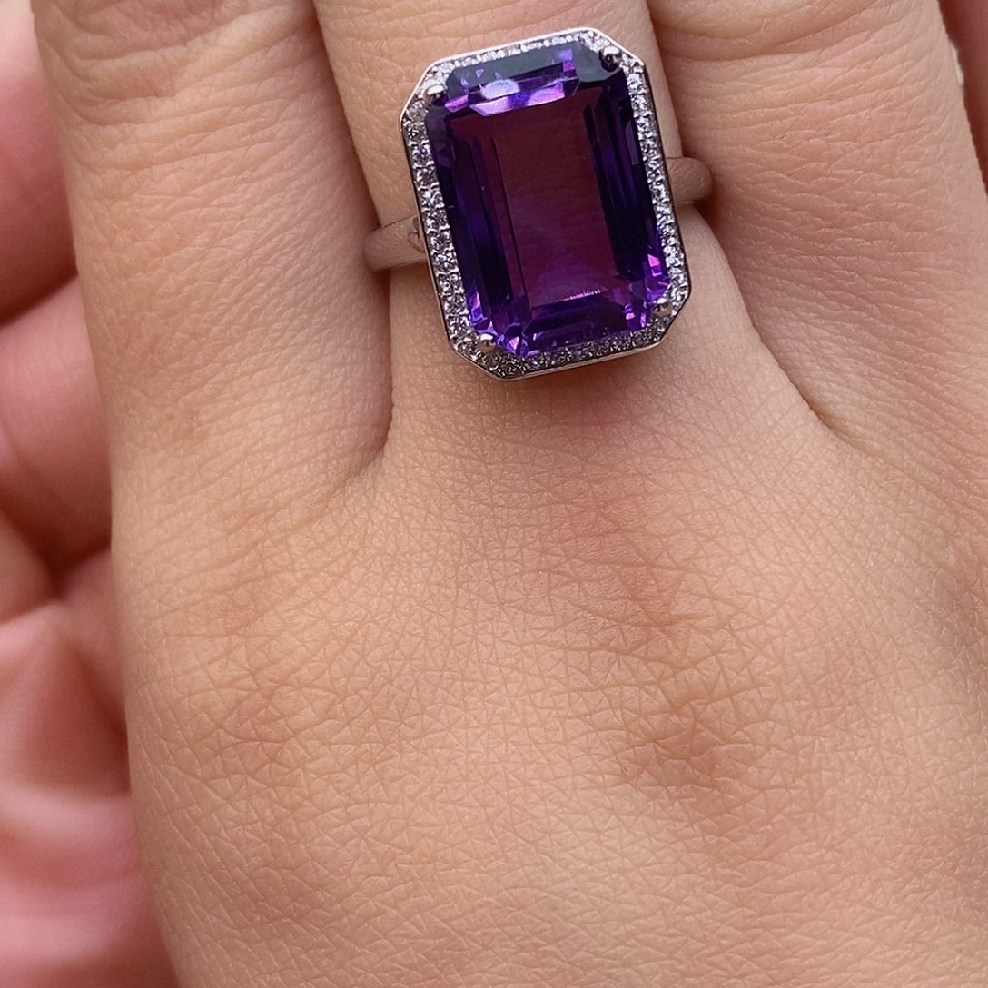 紫晶纯天然无优化紫水晶x银S925镶嵌ღ***