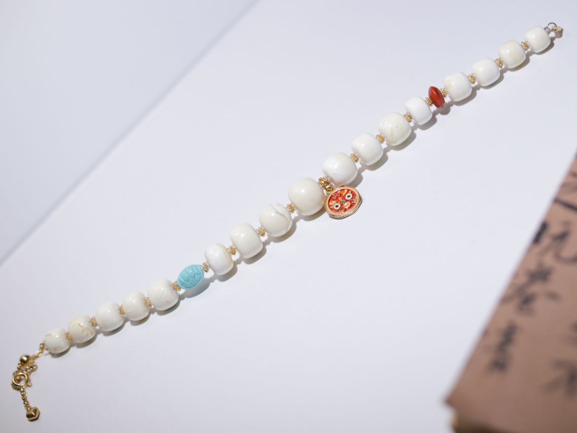 【俄料】漆白瓷白奥利奥蜜蜡手链 925配饰  7-11mm 8.1